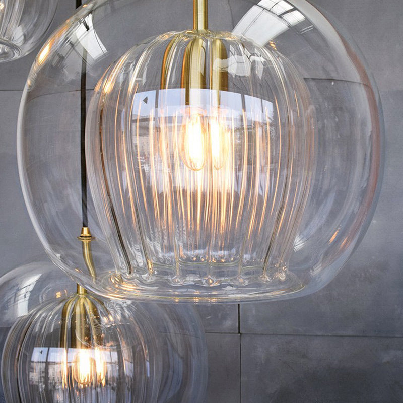 1 Light Globe Pendant Lamp Modern Clear Double Glass Hanging Lamp for Living Room