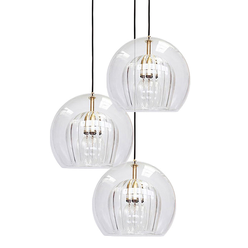 1 Light Globe Pendant Lamp Modern Clear Double Glass Hanging Lamp for Living Room