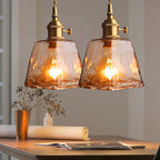 Vintage 1 Light Pendant Lamp Amber Alabaster Glass Pendant Lighting for Living Room