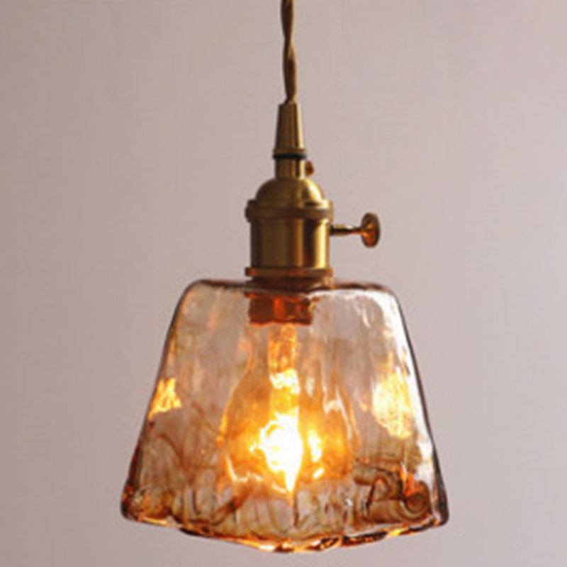 Vintage 1 Light Pendant Lamp Amber Alabaster Glass Pendant Lighting for Living Room