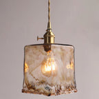 Vintage 1 Light Pendant Lamp Amber Alabaster Glass Pendant Lighting for Living Room