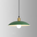 Enamel Green Shaded Suspension Lamp Retro Metal 1-Light Cafe Hanging Light Fixture