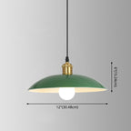 Enamel Green Shaded Suspension Lamp Retro Metal 1-Light Cafe Hanging Light Fixture