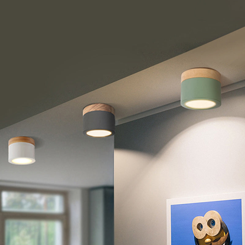 Cylinder Flush Mount Ceiling Fixture Nordic Style LED Metal Flush Ceiling Light Fixture