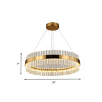 Circular Chandelier Light Postmodern Crystal Rod Gold LED Hanging Ceiling Light, 16"/19.5"/23.5" Wide