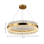Circular Chandelier Light Postmodern Crystal Rod Gold LED Hanging Ceiling Light, 16"/19.5"/23.5" Wide