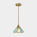 Icy Clear Glass Shade Hanging Lamp 1 Light Tiffany-Style Pendant Light Fixture for Bedroom