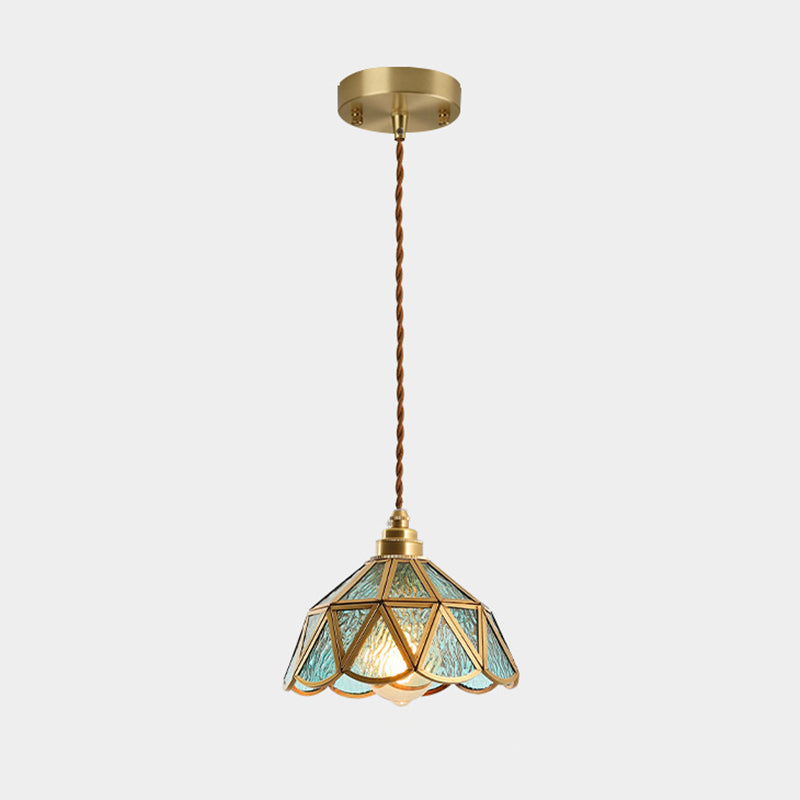 Icy Clear Glass Shade Hanging Lamp 1 Light Tiffany-Style Pendant Light Fixture for Bedroom