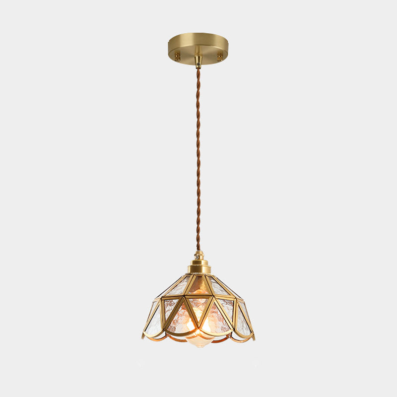 Icy Clear Glass Shade Hanging Lamp 1 Light Tiffany-Style Pendant Light Fixture for Bedroom