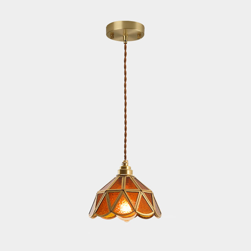 Icy Clear Glass Shade Hanging Lamp 1 Light Tiffany-Style Pendant Light Fixture for Bedroom