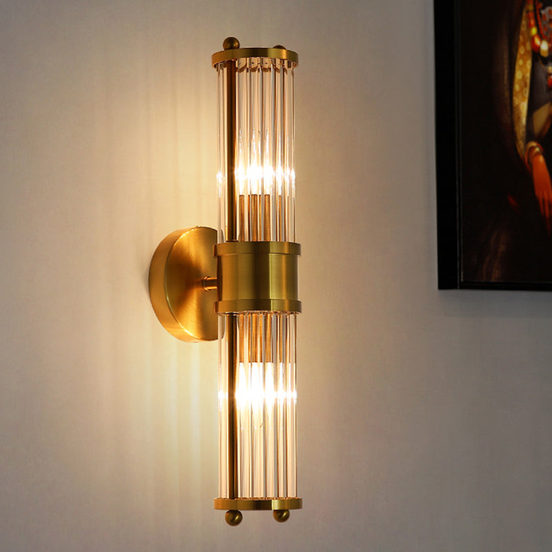 Indoor Lighting Wall Mount Lamp 2 Heads Crystal LED Bathroom Vanity Lights in Gold Finish