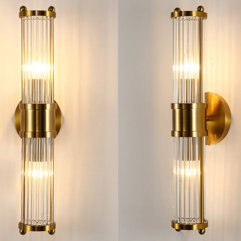 Indoor Lighting Wall Mount Lamp 2 Heads Crystal LED Bathroom Vanity Lights in Gold Finish