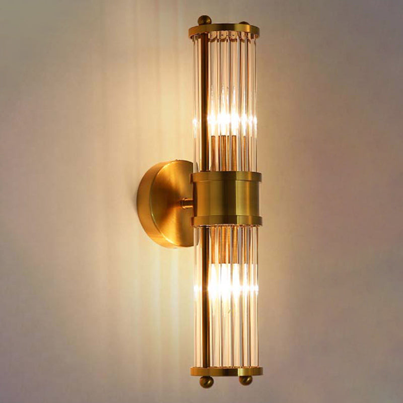 Indoor Lighting Wall Mount Lamp 2 Heads Crystal LED Bathroom Vanity Lights in Gold Finish