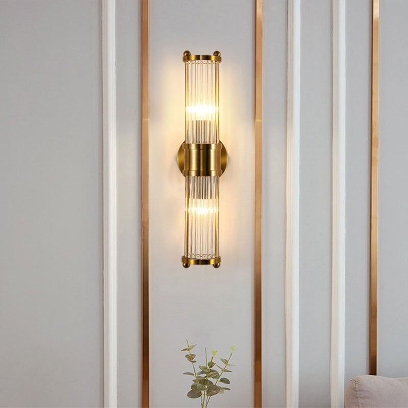Indoor Lighting Wall Mount Lamp 2 Heads Crystal LED Bathroom Vanity Lights in Gold Finish