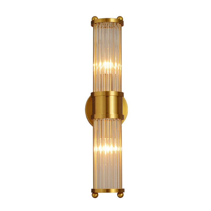 Indoor Lighting Wall Mount Lamp 2 Heads Crystal LED Bathroom Vanity Lights in Gold Finish