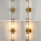 Indoor Lighting Wall Mount Lamp 2 Heads Crystal LED Bathroom Vanity Lights in Gold Finish