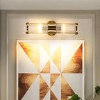 Indoor Lighting Wall Mount Lamp 2 Heads Crystal LED Bathroom Vanity Lights in Gold Finish