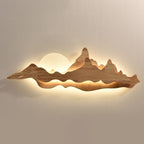 Chinese Style Wooden Wall Lighting Ideas Mountain and Moon Shape Sconce Light Fixture for Living Room