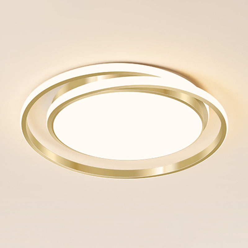 Simple Style Round Ceiling Lamp Acrylic LED Bedroom Flush Mount Light Fixture in Brushed Gold