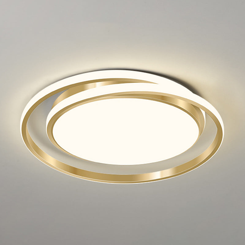 Simple Style Round Ceiling Lamp Acrylic LED Bedroom Flush Mount Light Fixture in Brushed Gold