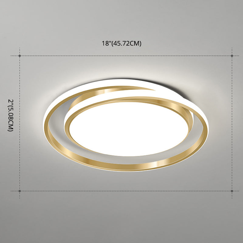 Simple Style Round Ceiling Lamp Acrylic LED Bedroom Flush Mount Light Fixture in Brushed Gold