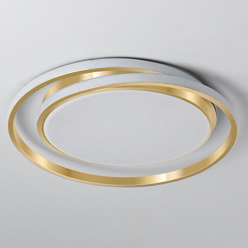 Simple Style Round Ceiling Lamp Acrylic LED Bedroom Flush Mount Light Fixture in Brushed Gold