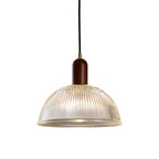1 Light Bowl Hanging Light Fixtures Vintage Ribbed Glass Ceiling Light for Restaurant