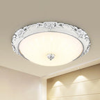 Dome Flush Mounted Light Modern White Glass 8"/12"/16" Wide LED Gold/Silver Ceiling Light in White/3 Color Light