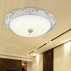 Dome Flush Mounted Light Modern White Glass 8"/12"/16" Wide LED Gold/Silver Ceiling Light in White/3 Color Light