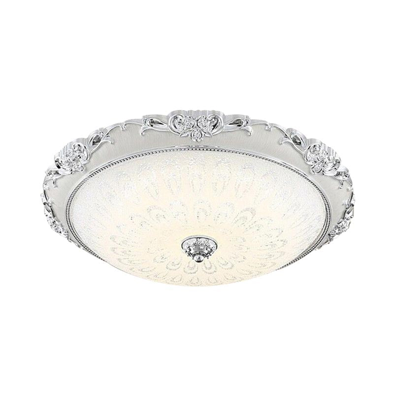Dome Flush Mounted Light Modern White Glass 8"/12"/16" Wide LED Gold/Silver Ceiling Light in White/3 Color Light