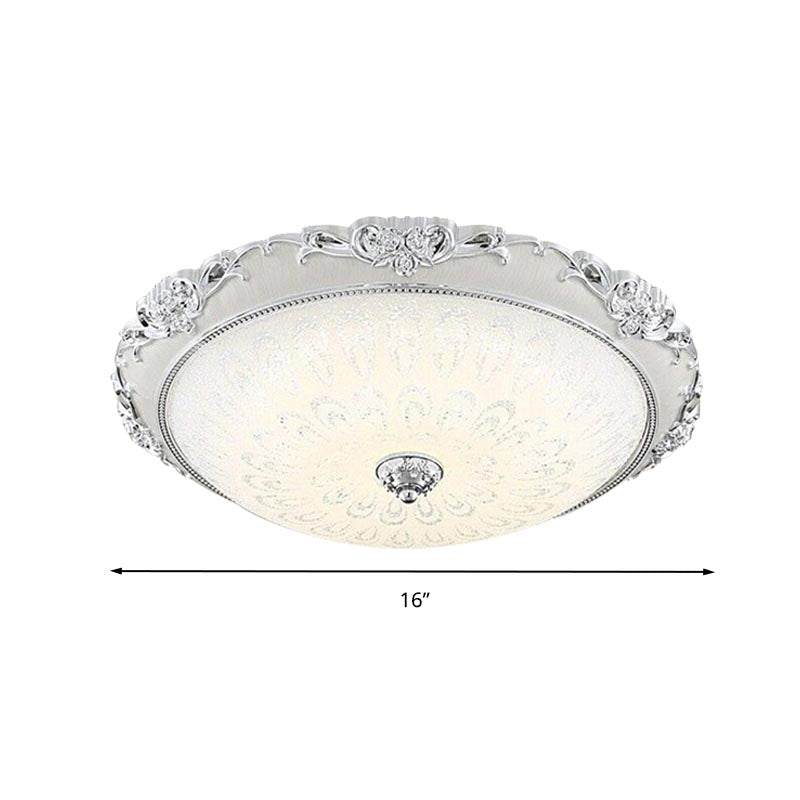 Dome Flush Mounted Light Modern White Glass 8"/12"/16" Wide LED Gold/Silver Ceiling Light in White/3 Color Light