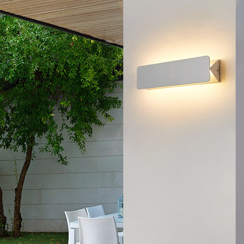 Modern Rectangular Wall Sconce, Metal, White, Garden
