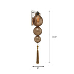 Brass/Chrome Finish Sphere Sconce Light Chinese Style 1 Bulb Clear/Amber/Light Blue Glass Wall Mount Lamp with Tassel Knot