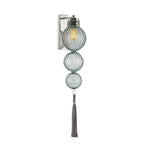 Brass/Chrome Finish Sphere Sconce Light Chinese Style 1 Bulb Clear/Amber/Light Blue Glass Wall Mount Lamp with Tassel Knot