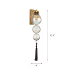 Brass/Chrome Finish Sphere Sconce Light Chinese Style 1 Bulb Clear/Amber/Light Blue Glass Wall Mount Lamp with Tassel Knot
