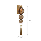 Brass/Chrome Finish Sphere Sconce Light Chinese Style 1 Bulb Clear/Amber/Light Blue Glass Wall Mount Lamp with Tassel Knot