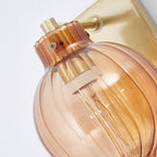 Brass/Chrome Finish Sphere Sconce Light Chinese Style 1 Bulb Clear/Amber/Light Blue Glass Wall Mount Lamp with Tassel Knot
