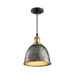 Antique Style Dome Pendant Lamp 1 Light Wrought Iron Hanging Light Fixture with Cord in Black/Rust