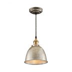 Antique Style Dome Pendant Lamp 1 Light Wrought Iron Hanging Light Fixture with Cord in Black/Rust