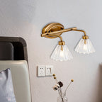 1/2/3-Bulb Cone Vanity Light Fixture Traditional Brass Metal LED Wall Sconce Lighting for Bathroom
