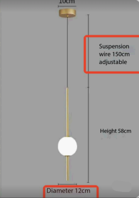 Modern Gold Pendant Lamp with Spherical Shade | Minimalist LED Ceiling Lamp
