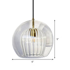 Globe Stairway Pendant Lighting Clear Glass 1 Head Nordic Hanging Lamp Kit, 6"/8"/10" Wide