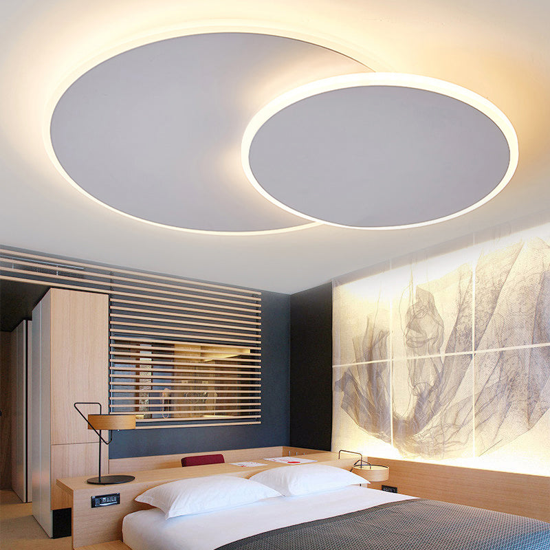 Round Acrylic Ceiling Light Fixture Minimalist White/Coffee 16"/19.5" Wide LED Flush Mount Lamp in Warm/White Light