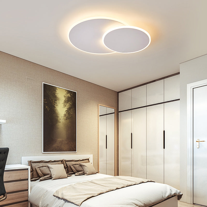 Round Acrylic Ceiling Light Fixture Minimalist White/Coffee 16"/19.5" Wide LED Flush Mount Lamp in Warm/White Light