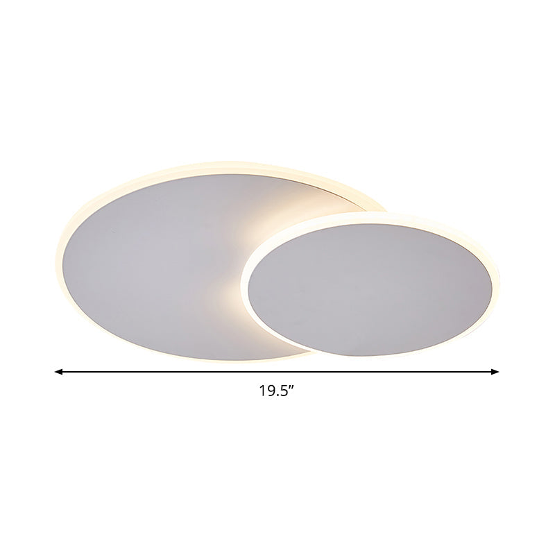 Round Acrylic Ceiling Light Fixture Minimalist White/Coffee 16"/19.5" Wide LED Flush Mount Lamp in Warm/White Light