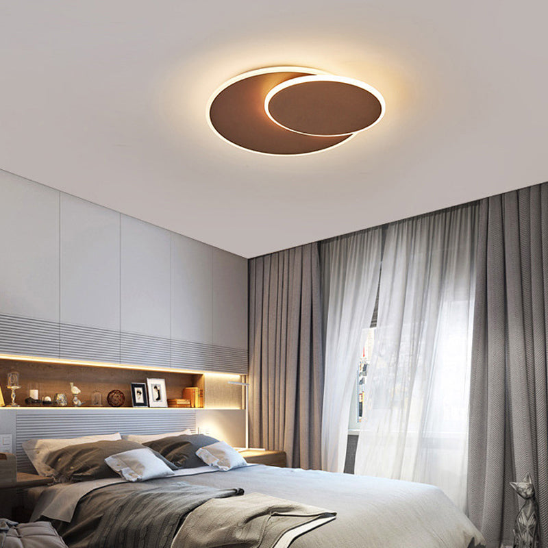 Round Acrylic Ceiling Light Fixture Minimalist White/Coffee 16"/19.5" Wide LED Flush Mount Lamp in Warm/White Light