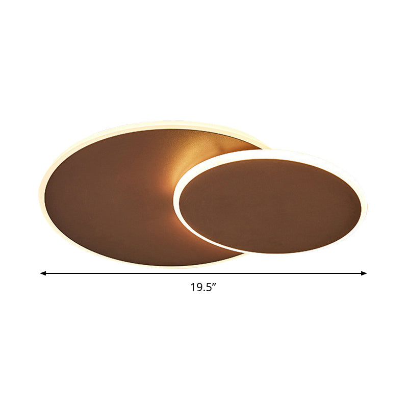 Round Acrylic Ceiling Light Fixture Minimalist White/Coffee 16"/19.5" Wide LED Flush Mount Lamp in Warm/White Light
