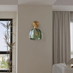 Vintage Brass Tulip Glass Wall Sconce 1-Light