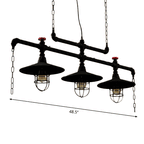 2/3 Heads Saucer Island Lighting Steampunk Black Iron Hanging Light Fixture with Cage and Chain Deco