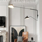 Designer wall lamp with double arm – adjustable wall light for living room, office, or bedroom